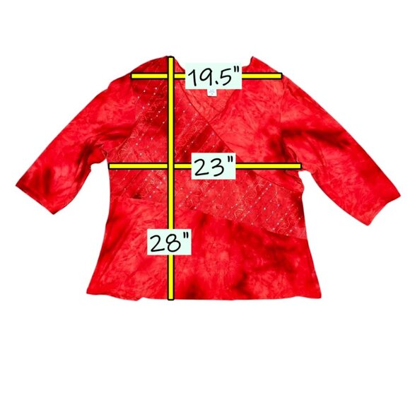 Only Nine Woman Knit Top Blouse Sz 2X Orange Sequins Stretch Pullover 3/4 Sleeve - Picture 8 of 8